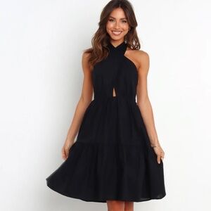 NWT Petal + Pup Marielle Black Halter Dress US Size 0